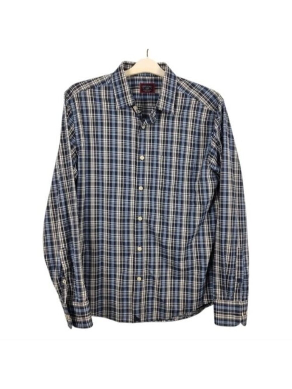 Untuckit Blue Plaid Montecarlo Nylon Button Down Shirt Large